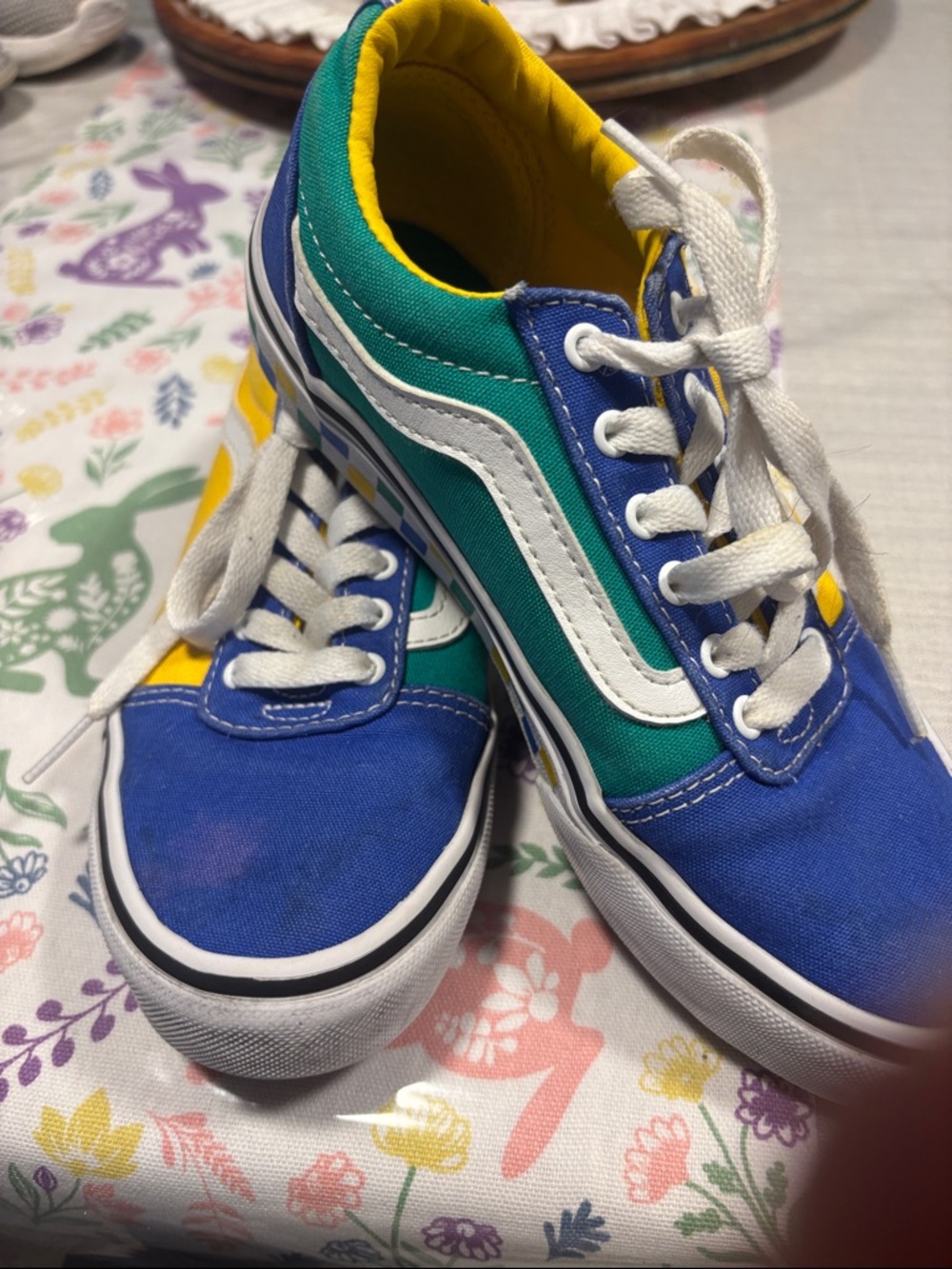 Vans Kids Blue, Green & Yellow Low Top Sneakers